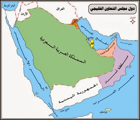 خريطة دول مجلس التعاون الخليجي